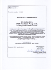HACCP tanúsítvány 2025